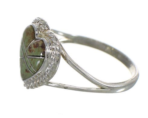 Turquoise Silver Southwestern Heart Ring Size 7-3/4 YX80285